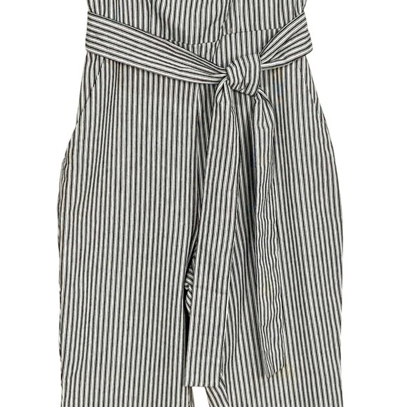 BCBGeneration Off-The-Shoulder Striped Jumpsuit Size 0 Navy White New - Picture 5 of 11